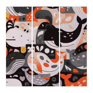 Cute Whale Pattern Modern Ocean Wall Art