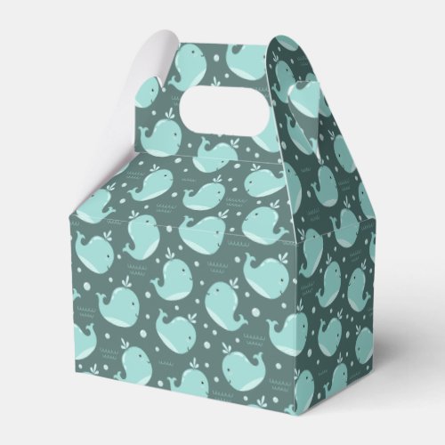 Cute Whale Pattern on Teal Blue Kids Favor Boxes