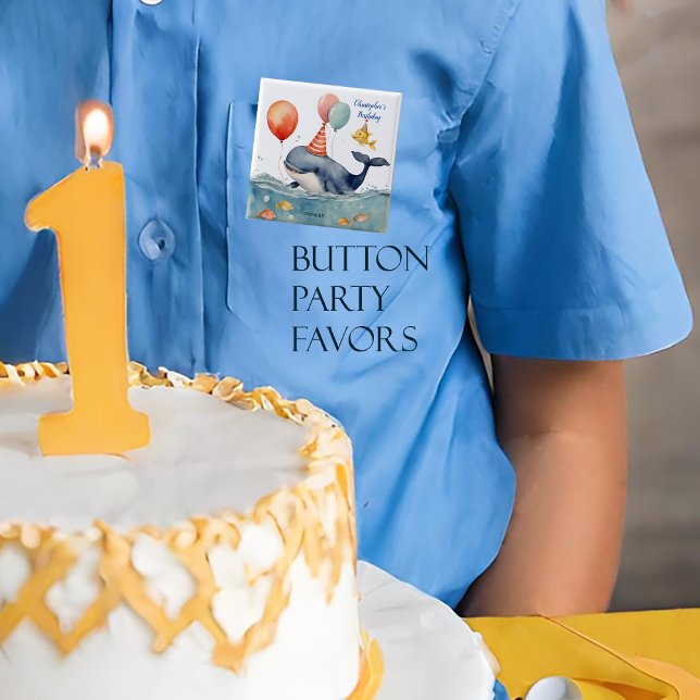 Cute Whale Personalized Boys Birthday Button (Creator Uploaded)