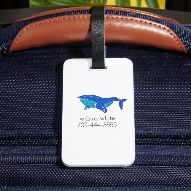 Cute Whale Personalized Luggage Tag (Back Insitu 4)