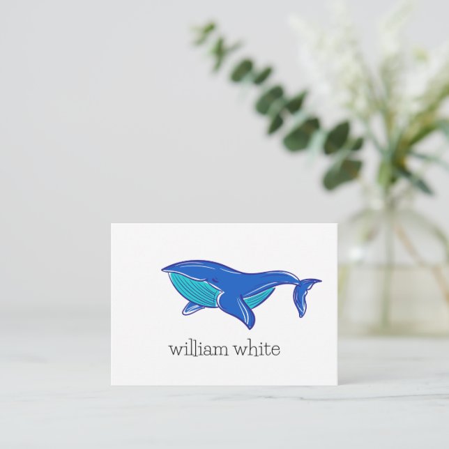 Cute Whale Personalized Note Card (Standing Front)