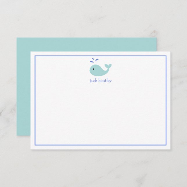 Cute Whale Personalized Note Cards (Front/Back)