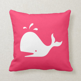 Cute Whale Pillow: Customizable Text & Color Throw Pillow