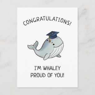 Cute Whale Pun New Grad Graduation Punny Greeting Postcard