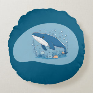Cute Whale Round Pillow