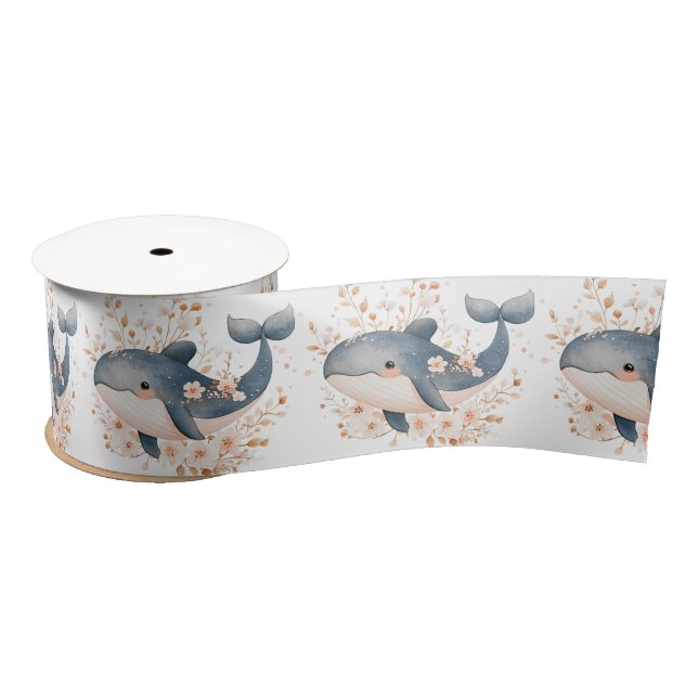Cute Whale Satin Ribbon (Spool)