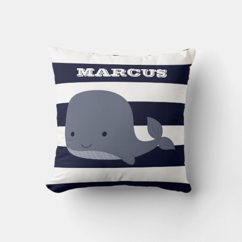 Cute Whale Sea Animal Nautical Ocean Nursery Decor Throw Pillow