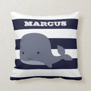 Cute Whale Sea Animal Nautical Ocean Nursery Decor Throw Pillow