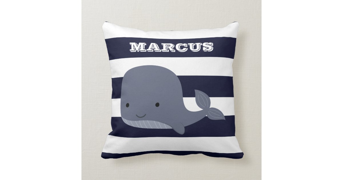 Cute Whale Sea Animal Nautical Ocean Nursery Decor Throw Pillow