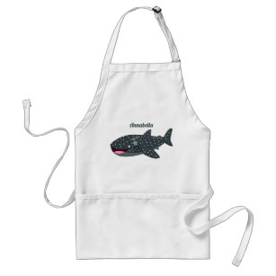 Cute whale shark happy cartoon illustration adult apron