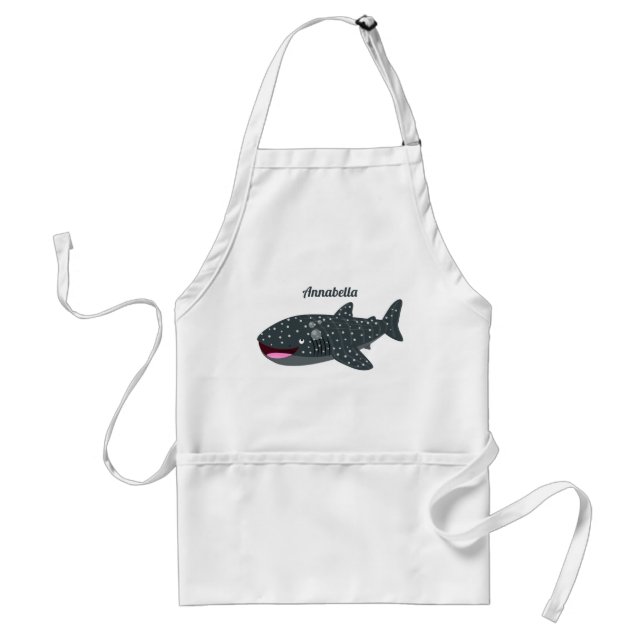 Cute whale shark happy cartoon illustration adult apron (Front)
