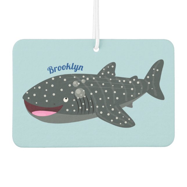 Cute whale shark happy cartoon illustration air freshener (Front)