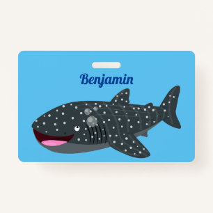 Cute whale shark happy cartoon illustration badge