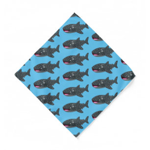 Cute whale shark happy cartoon illustration  bandana