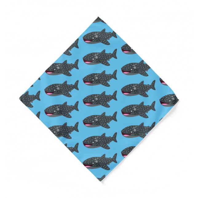 Cute whale shark happy cartoon illustration  bandana (Front)