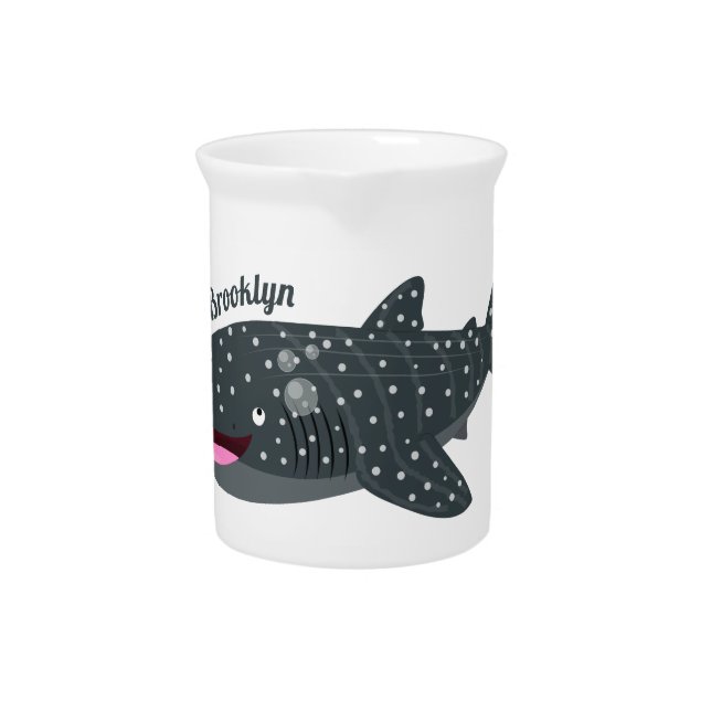 Cute whale shark happy cartoon illustration beverage pitcher (Front)
