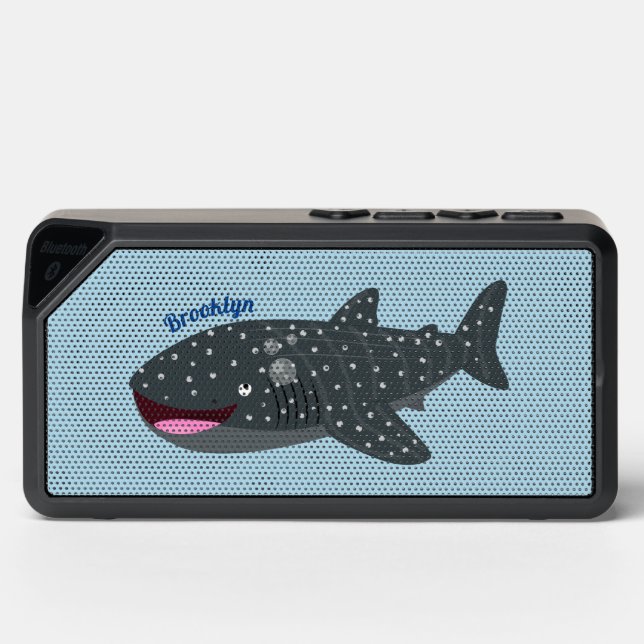 Cute whale shark happy cartoon illustration bluetooth speaker (Front)