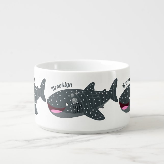 Cute whale shark happy cartoon illustration bowl (Center)