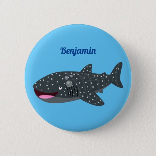 Cute whale shark happy cartoon illustration button