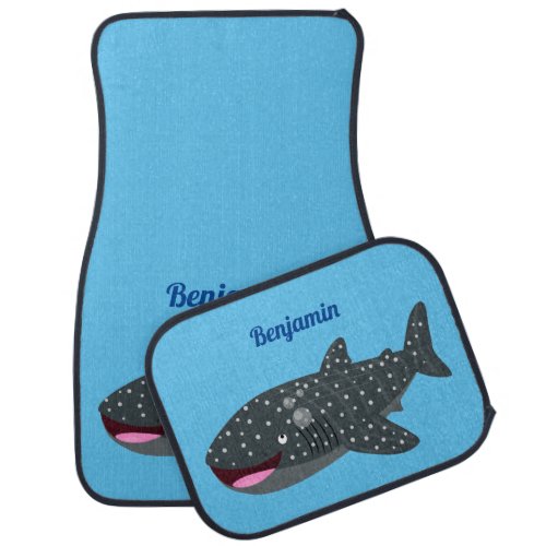 Cute whale shark happy cartoon illustration  car floor mat