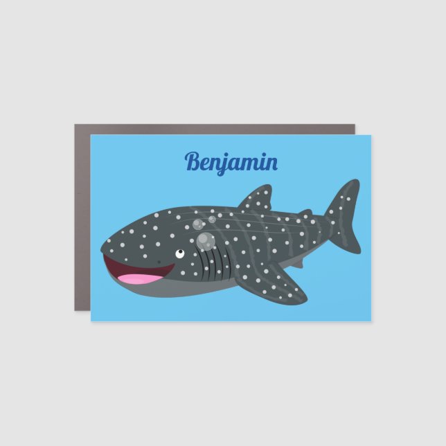 Cute whale shark happy cartoon illustration car magnet (Front)