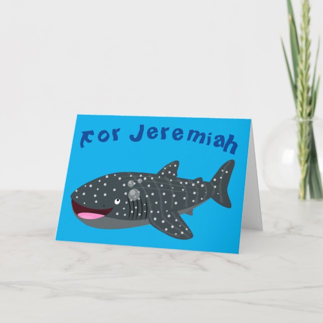 Cute whale shark happy cartoon illustration card (Front)