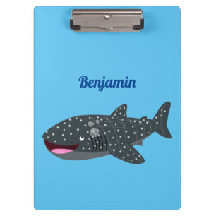 Cute whale shark happy cartoon illustration clipboard