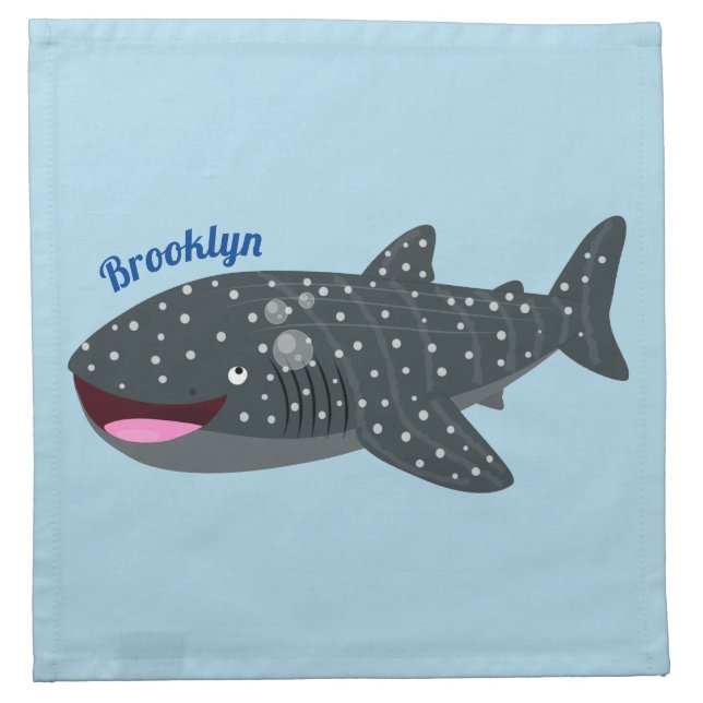 Cute whale shark happy cartoon illustration cloth napkin (Front)