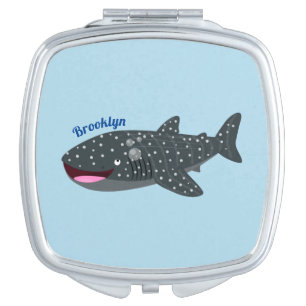 Cute whale shark happy cartoon illustration compact mirror