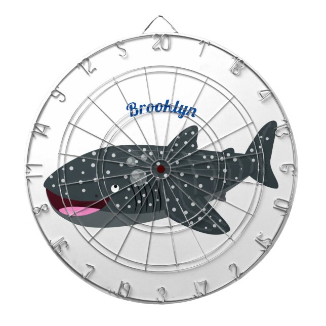 Cute whale shark happy cartoon illustration dart board (Front)