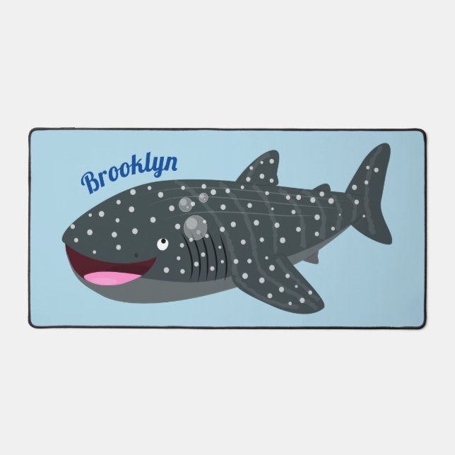 Cute whale shark happy cartoon illustration desk mat (Front)