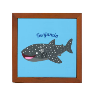 Cute whale shark happy cartoon illustration desk organizer