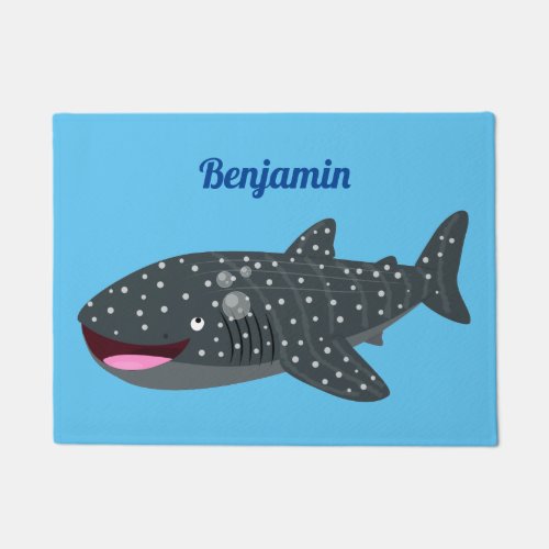 Cute whale shark happy cartoon illustration doormat