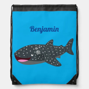 Cute whale shark happy cartoon illustration drawstring bag