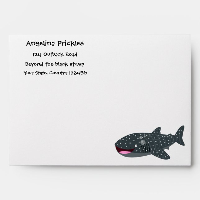 Cute whale shark happy cartoon illustration envelope (Front)