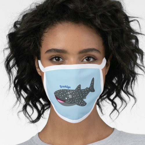 Cute whale shark happy cartoon illustration face mask