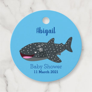 Cute whale shark happy cartoon illustration favor tags