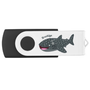 Cute whale shark happy cartoon illustration flash drive
