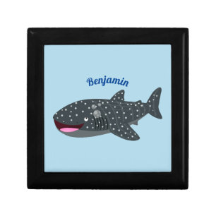 Cute whale shark happy cartoon illustration gift box