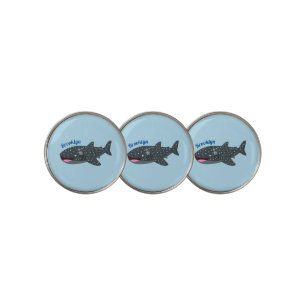 Cute whale shark happy cartoon illustration golf ball marker