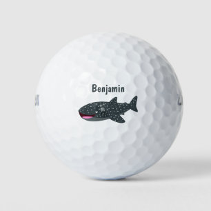 Cute whale shark happy cartoon illustration golf balls