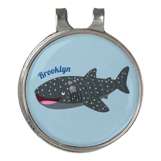 Cute whale shark happy cartoon illustration golf hat clip (Front)