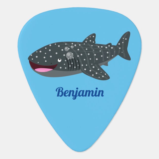 Cute whale shark happy cartoon illustration  guitar pick (Front)