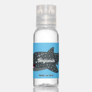 Cute whale shark happy cartoon illustration hand sanitizer