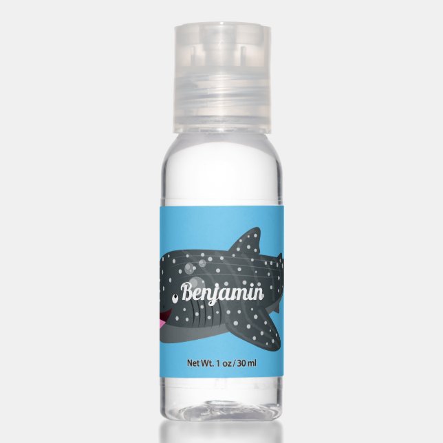 Cute whale shark happy cartoon illustration hand sanitizer (Front)
