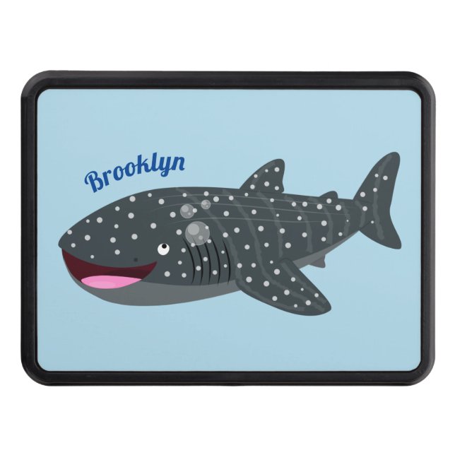 Cute whale shark happy cartoon illustration hitch cover (Front)
