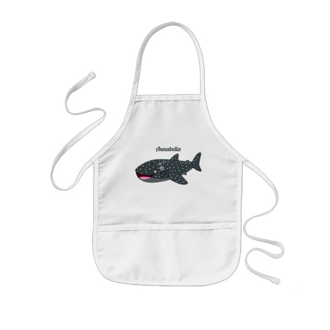 Cute whale shark happy cartoon illustration kids' apron (Front)