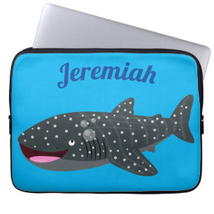 Cute whale shark happy cartoon illustration laptop sleeve