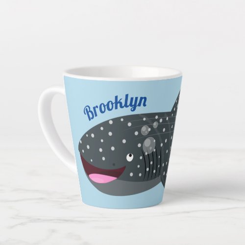 Cute whale shark happy cartoon illustration latte mug