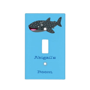 Cute whale shark happy cartoon illustration light switch cover